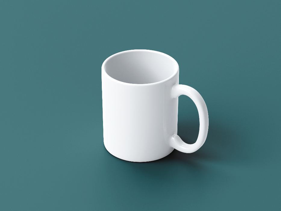 Ceramic mug in white color