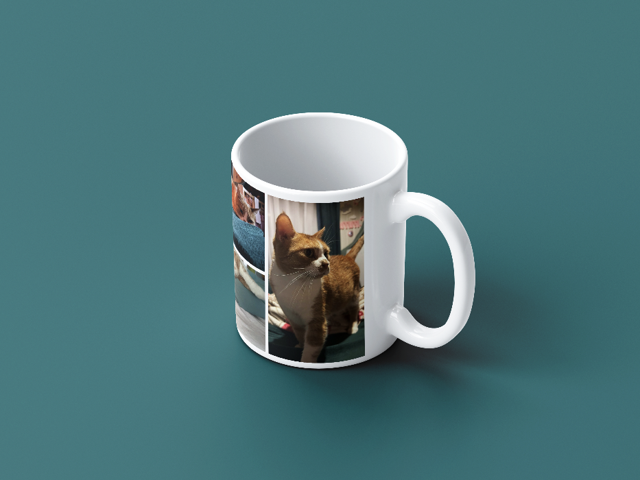 Ceramic mug with sample image of cats